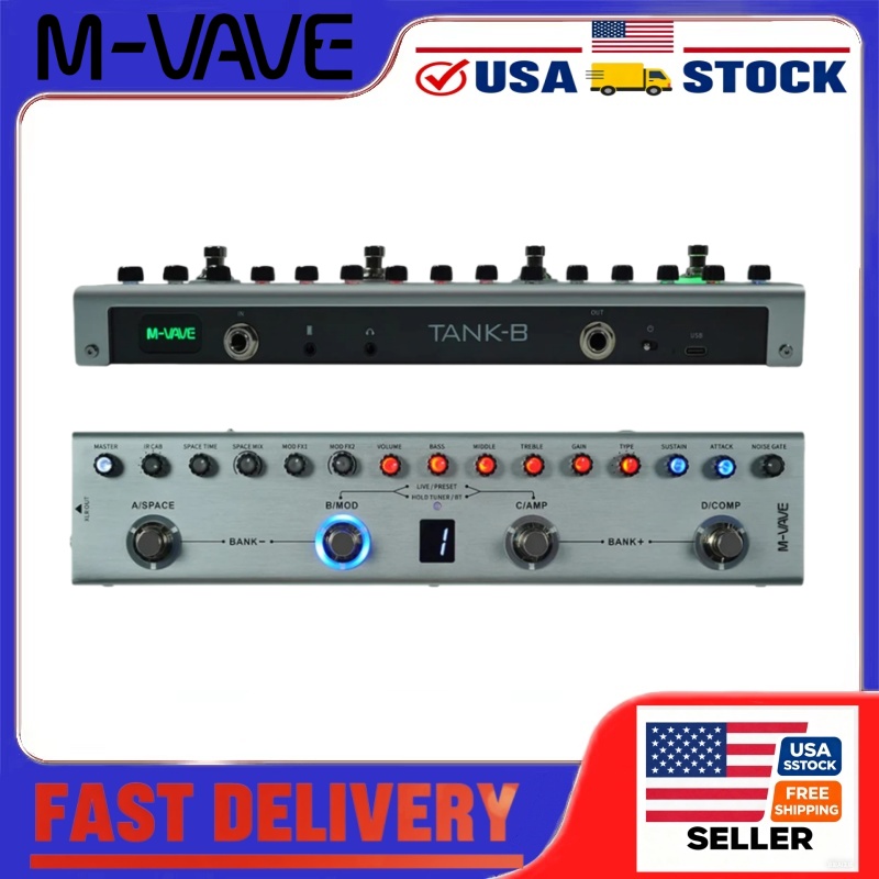 Groovebox Drum Machine - M-VAVE Tank-B Bass Multi-Effects Processor Pedal
